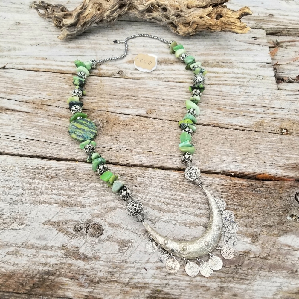 NEW! CCD NATURAL GREEN STONE AFGHAN NECKLACE!